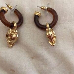 Faux Tortoise Shell Pierced Earrings